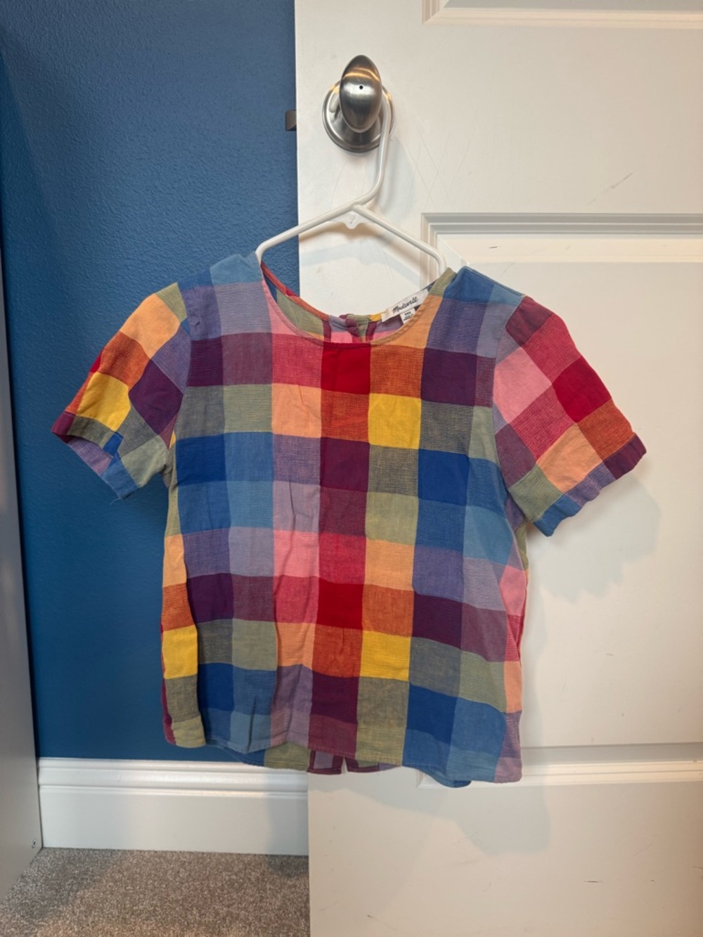Madewell Gingham Linen and Cotton Top. XXS.